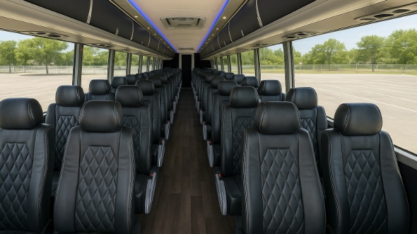 Interior of Charter Bus Company Hamden's 50 Passenger Charter Bus in Hamden