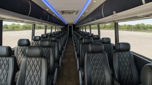 hamden 54 passenger charter bus inside