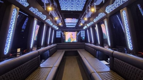 Interior of Charter Bus Company Hamden's Party Bus in Hamden