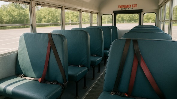 Interior of Charter Bus Company Hamden's School Bus in Hamden