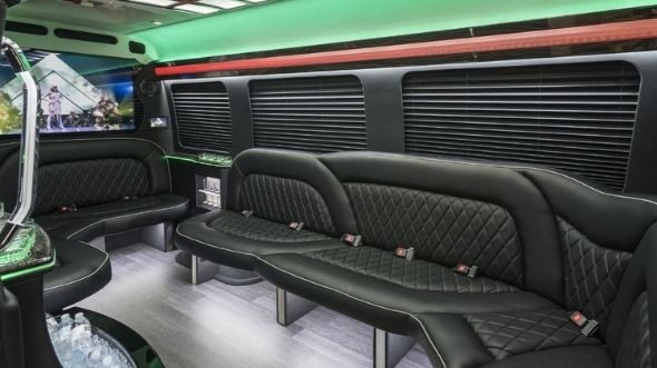 Interior of Charter Bus Company New Britain's Sprinter Limo in New Britain